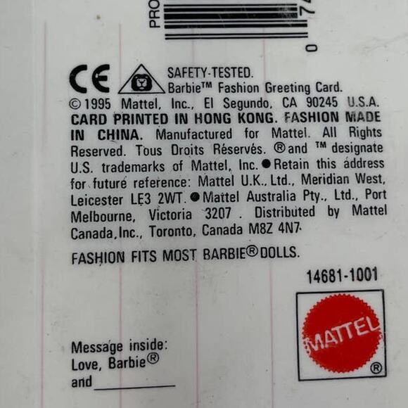 Vintage 1995 Barbie HAPPY EASTER Fashion Outfit Greeting Card Green Chick Dress - Picture 5 of 5